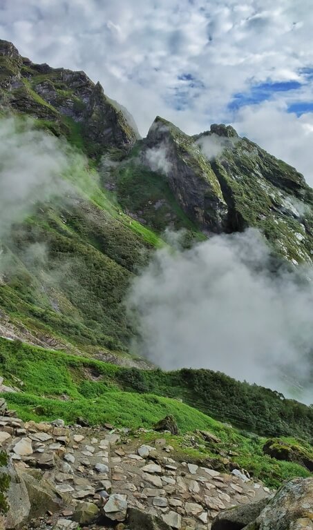 Cotton-candy like clouds roll down the valley tempting you to take a bite! Send it to your daydreamer friends.